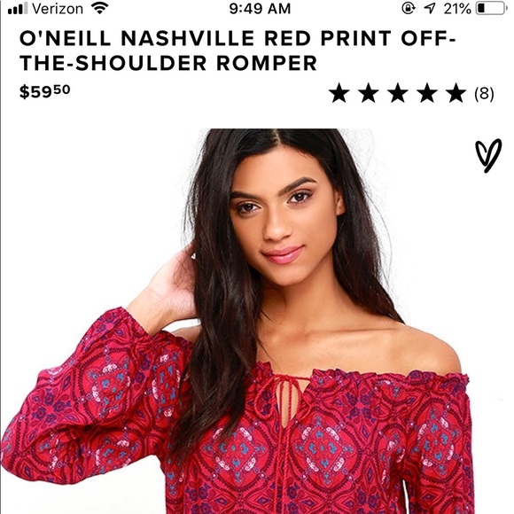 ONEILL Nashville off the shoulder ROMPER - Picture 3 of 7